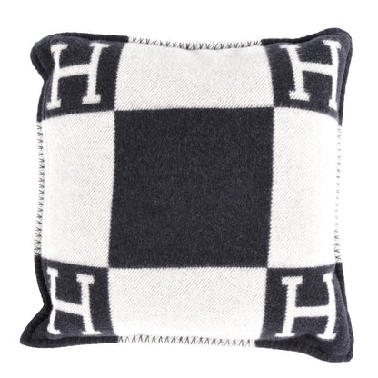 Hermes Wool Cashmere Avalon Pillow PM Ecru Gris Fonce 2 of 3