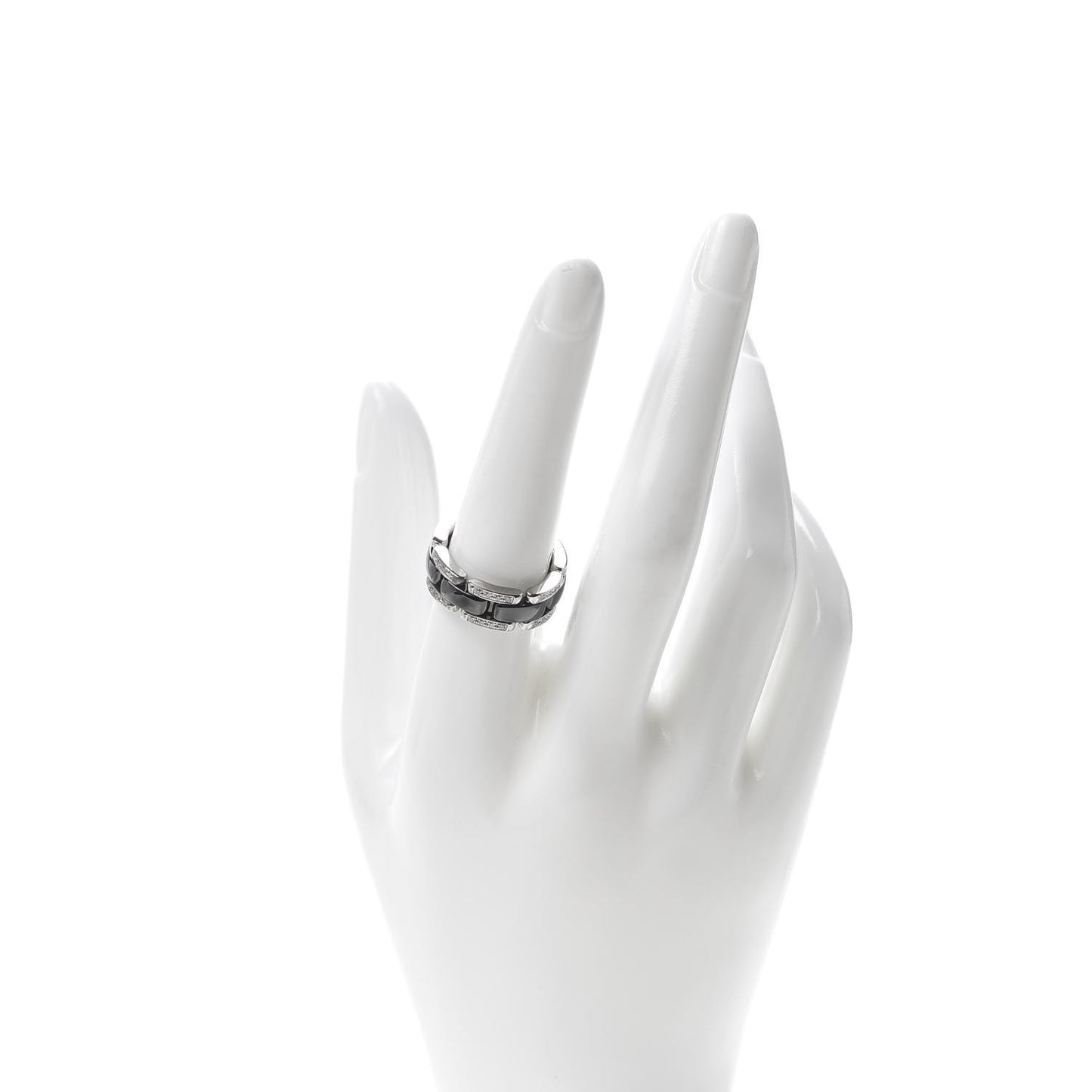 18K White Gold Ceramic Diamond Medium Ultra Ring Black 54 7