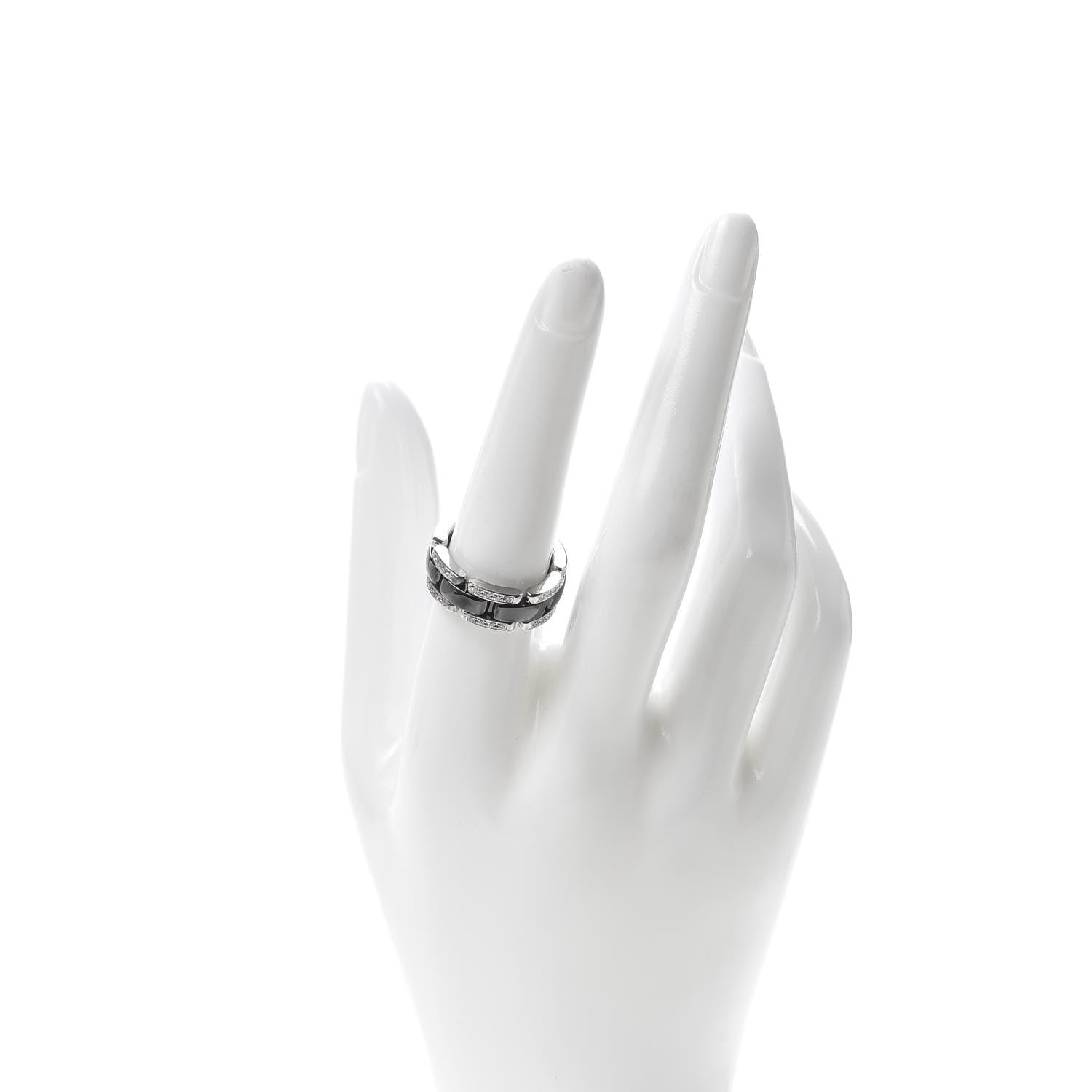 Chanel 18K White Gold Ceramic Diamond Medium Ultra Ring Black 54 7 2 of 4