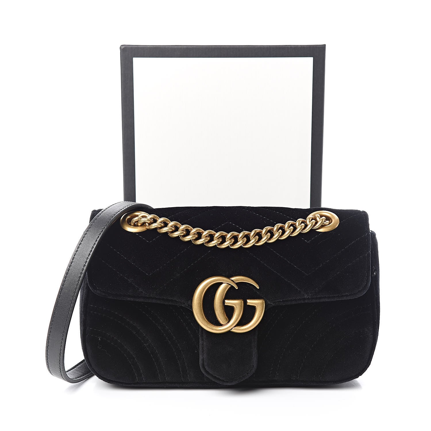 Gucci Velvet Matelasse Mini GG Marmont Shoulder Bag Black 11 of 11