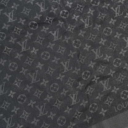 Louis Vuitton Silk Lurex Wool Monogram Shine Shawl Black 2 of 3