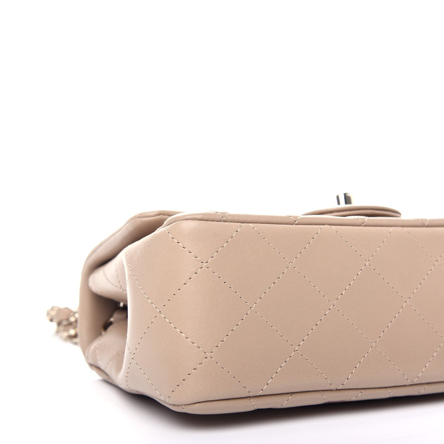 Chanel Lambskin Quilted Mini Rectangular Flap Dark Beige 8 of 10