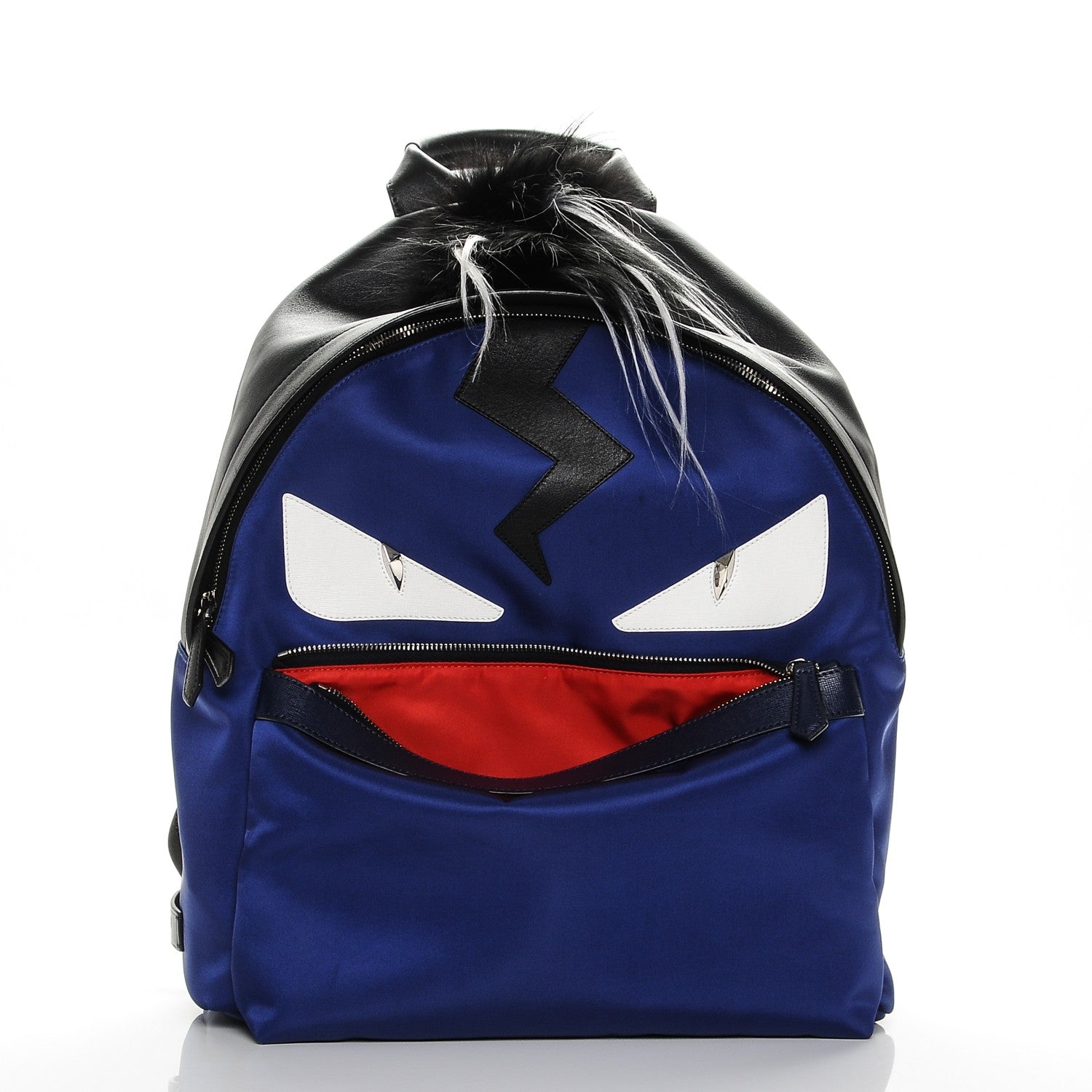 Fendi Nylon Vitello Fur Bag Bug Backpack Blue 8 of 8