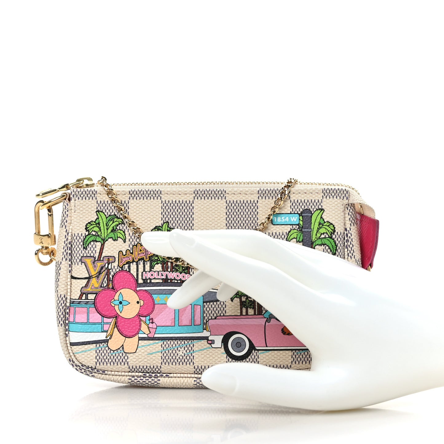 Damier Azur 2021 Christmas Animation Hollywood Mini Pochette Accessories Fuchsia