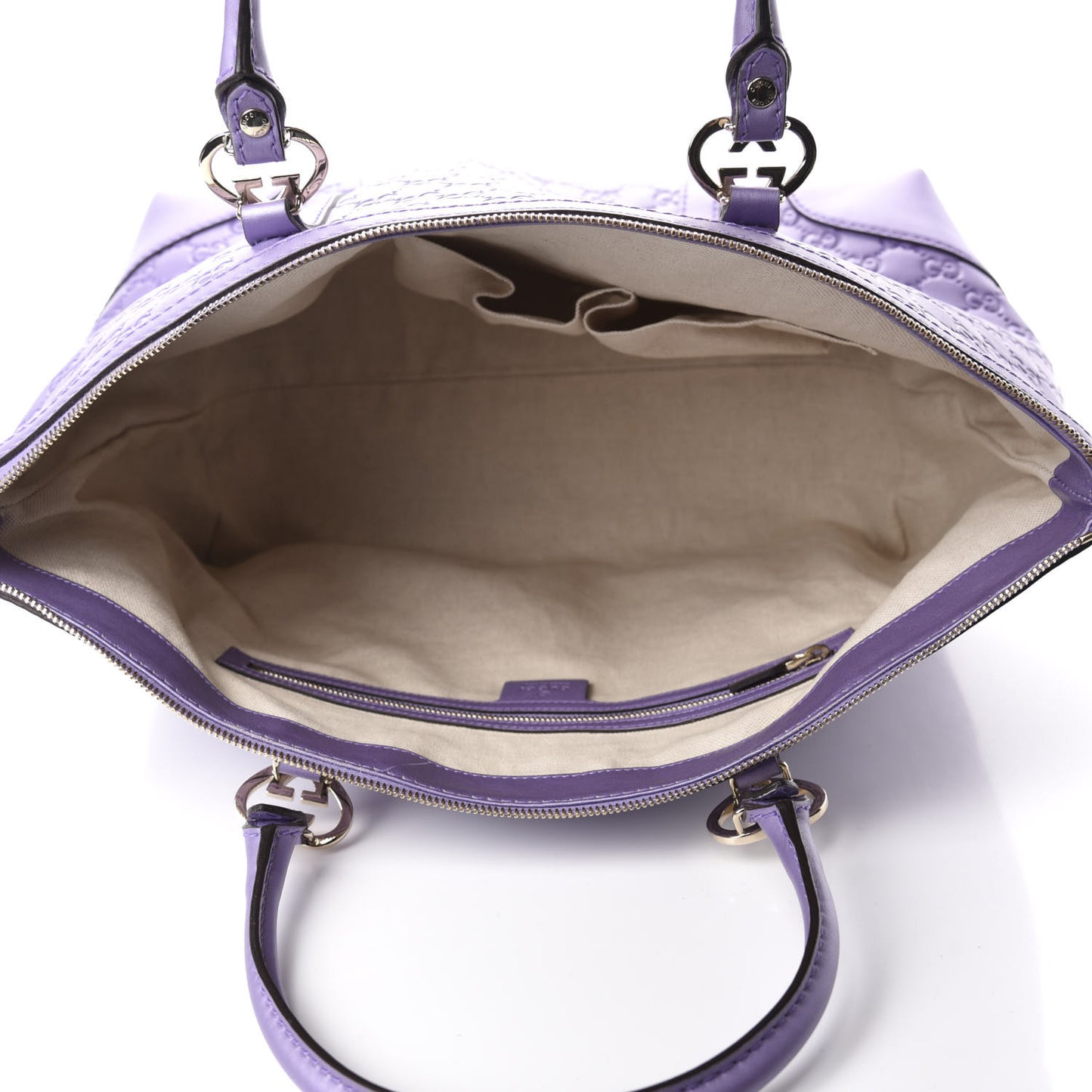 Metallic Guccissima Lovely Heart Tote Purple