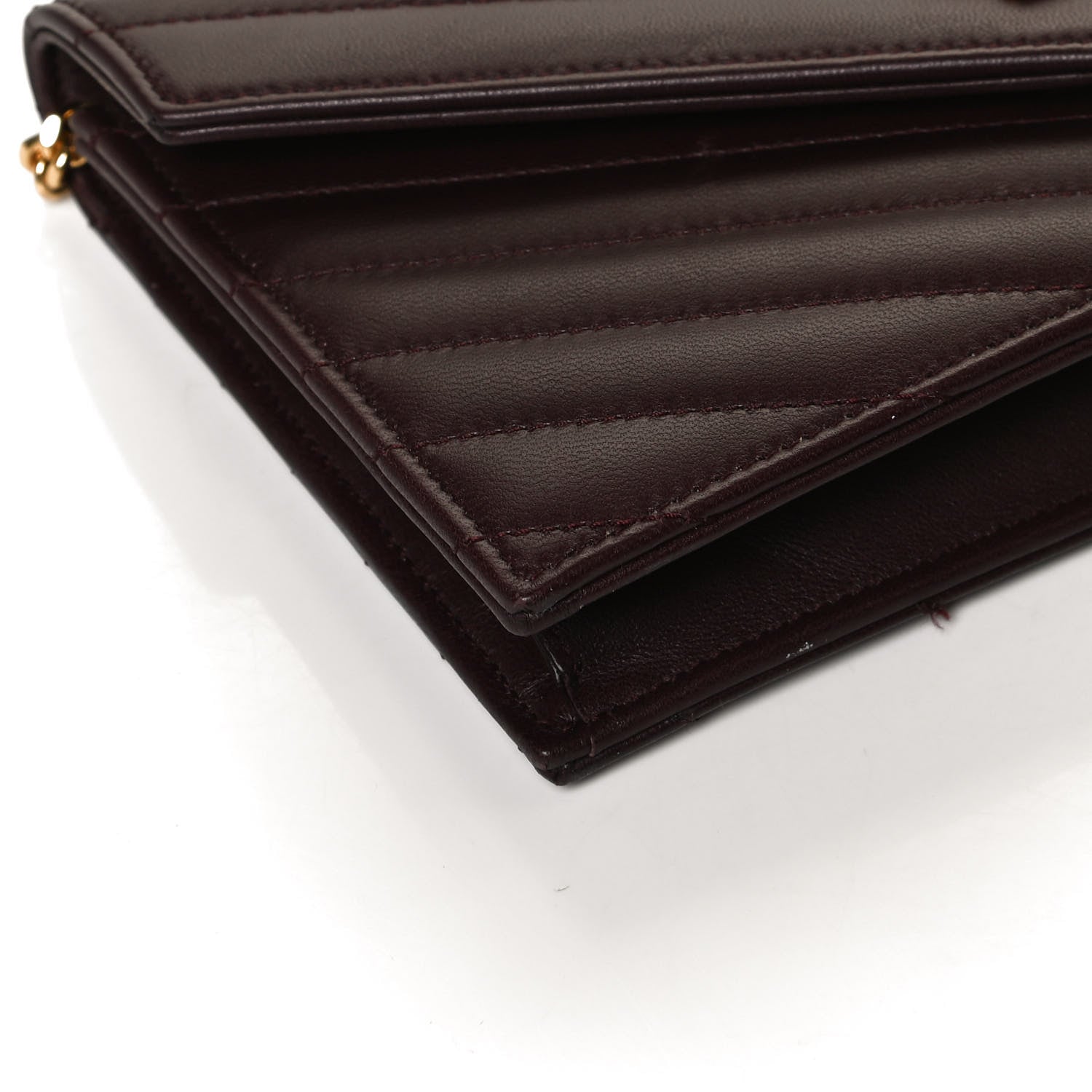 Saint Laurent Nappa Matelasse Chevron Monogram Chain Wallet Amaranto 9 of 10