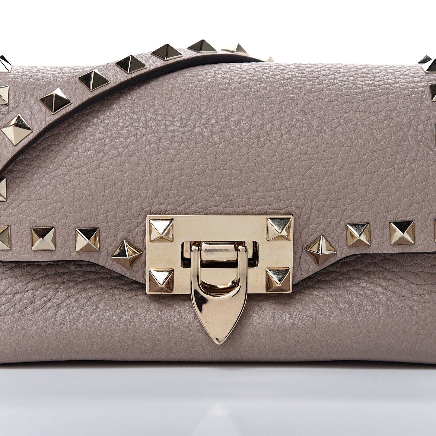 Pebbled Calfskin Mini Rockstud Crossbody Bag Poudre