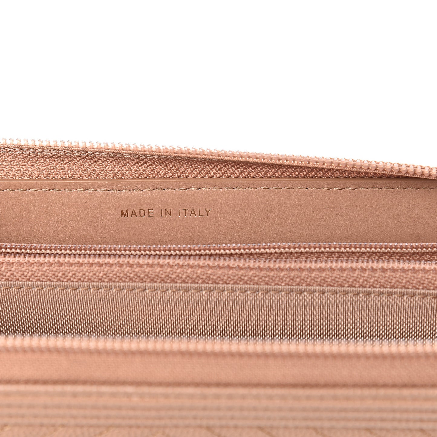 Caviar Chevron Quilted Zip Around Boy Wallet Light Brown