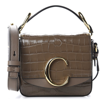 Chloe Calfskin Crocodile Embossed Mini C Bag Army Green 1 of 10