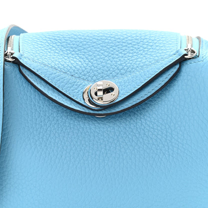 Hermes Taurillon Clemence Mini Lindy 20 Bleu Du Nord 8 of 10