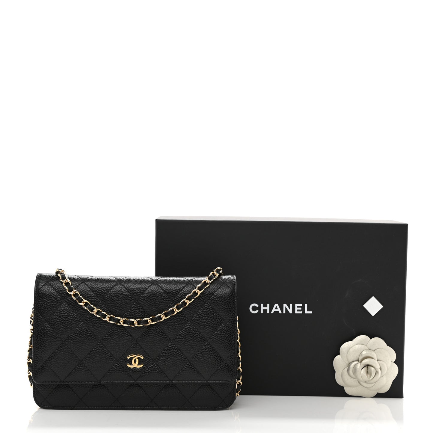 Caviar Quilted Wallet On Chain WOC Black