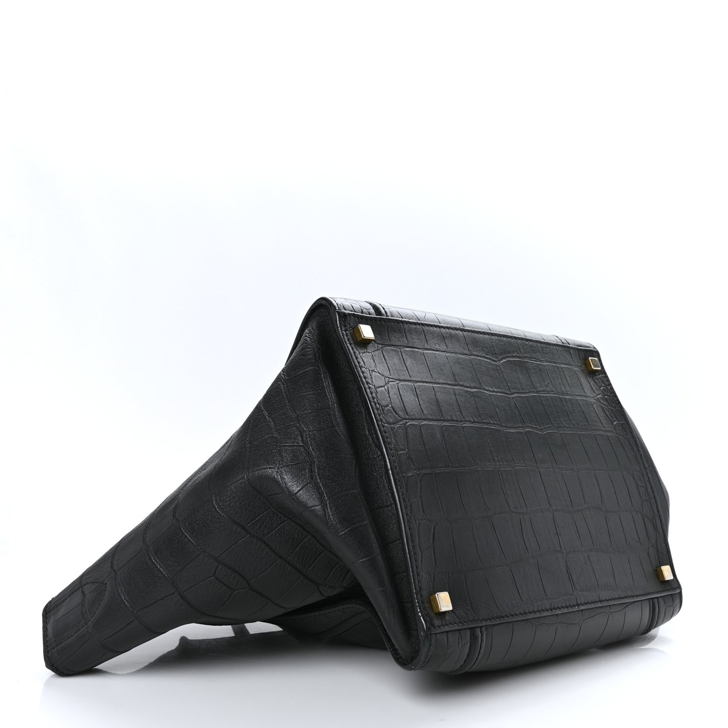Calfskin Crocodile Embossed Medium Phantom Luggage Black
