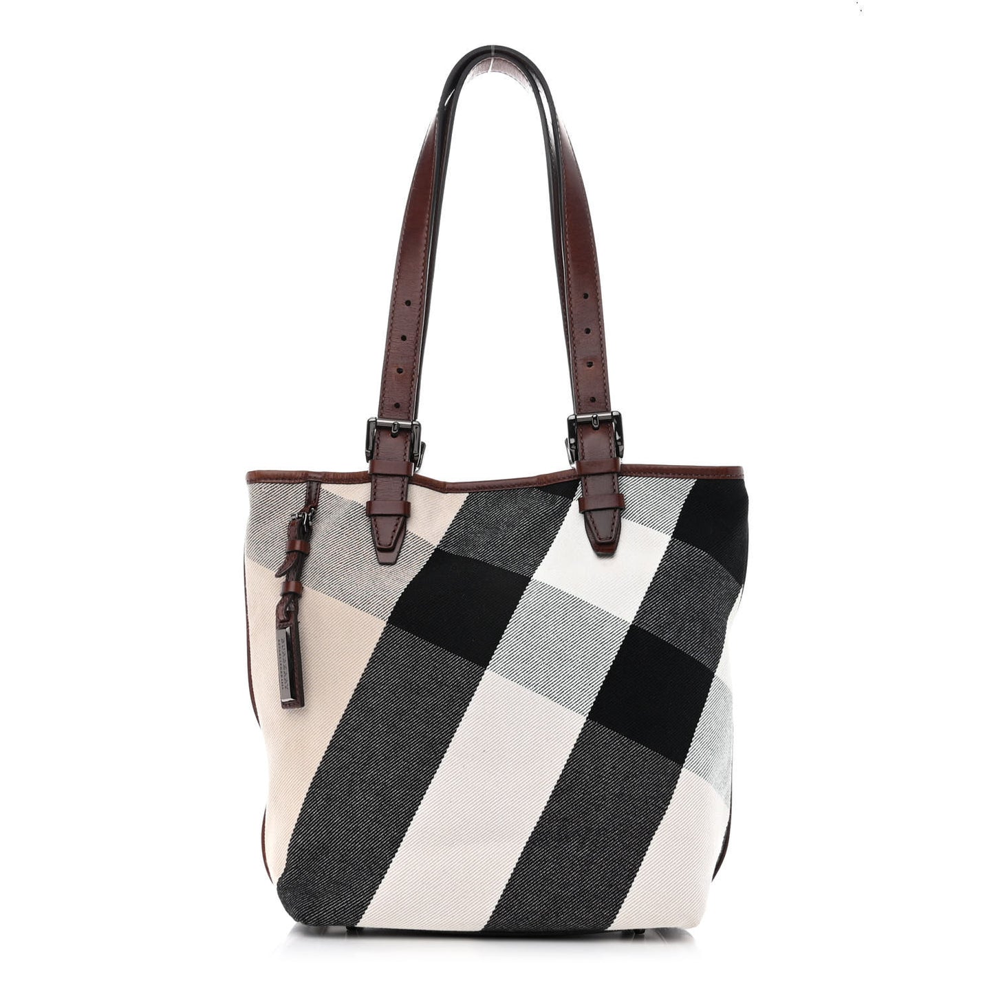 Canvas Mega Check Print Tote Beige