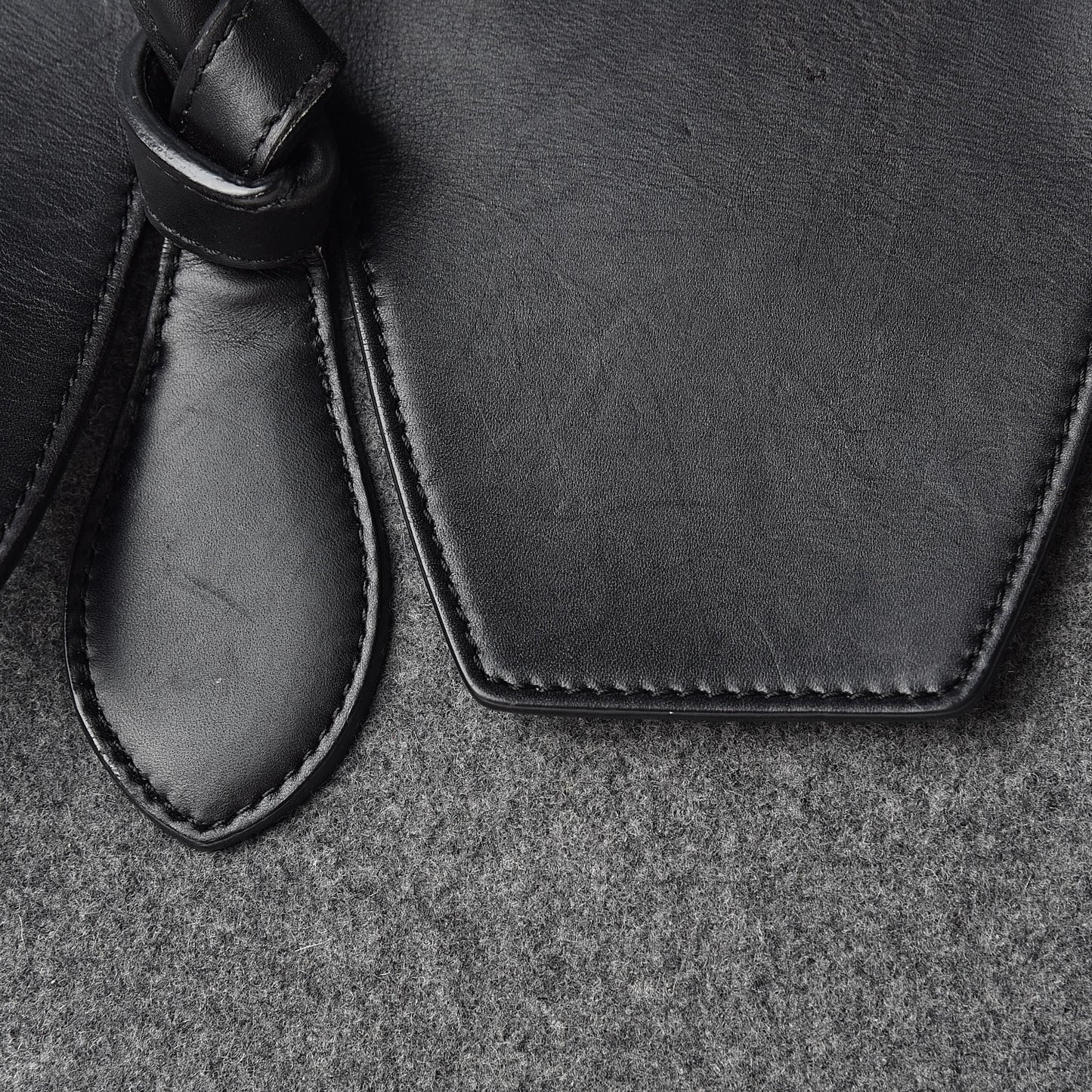 Felt Calfskin Medium Tie Knot Tote Grey Black