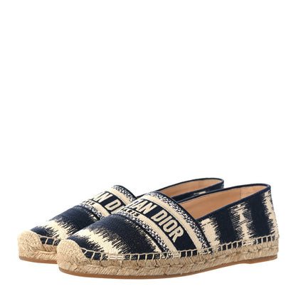 Christian Dior Cotton D-Stripes Embroidered Granville 15mm Espadrilles 37 Deep Blue 3 of 9