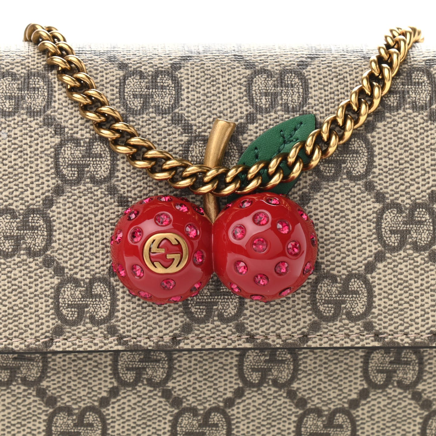 GG Supreme Monogram Mini Cherry Chain Bag