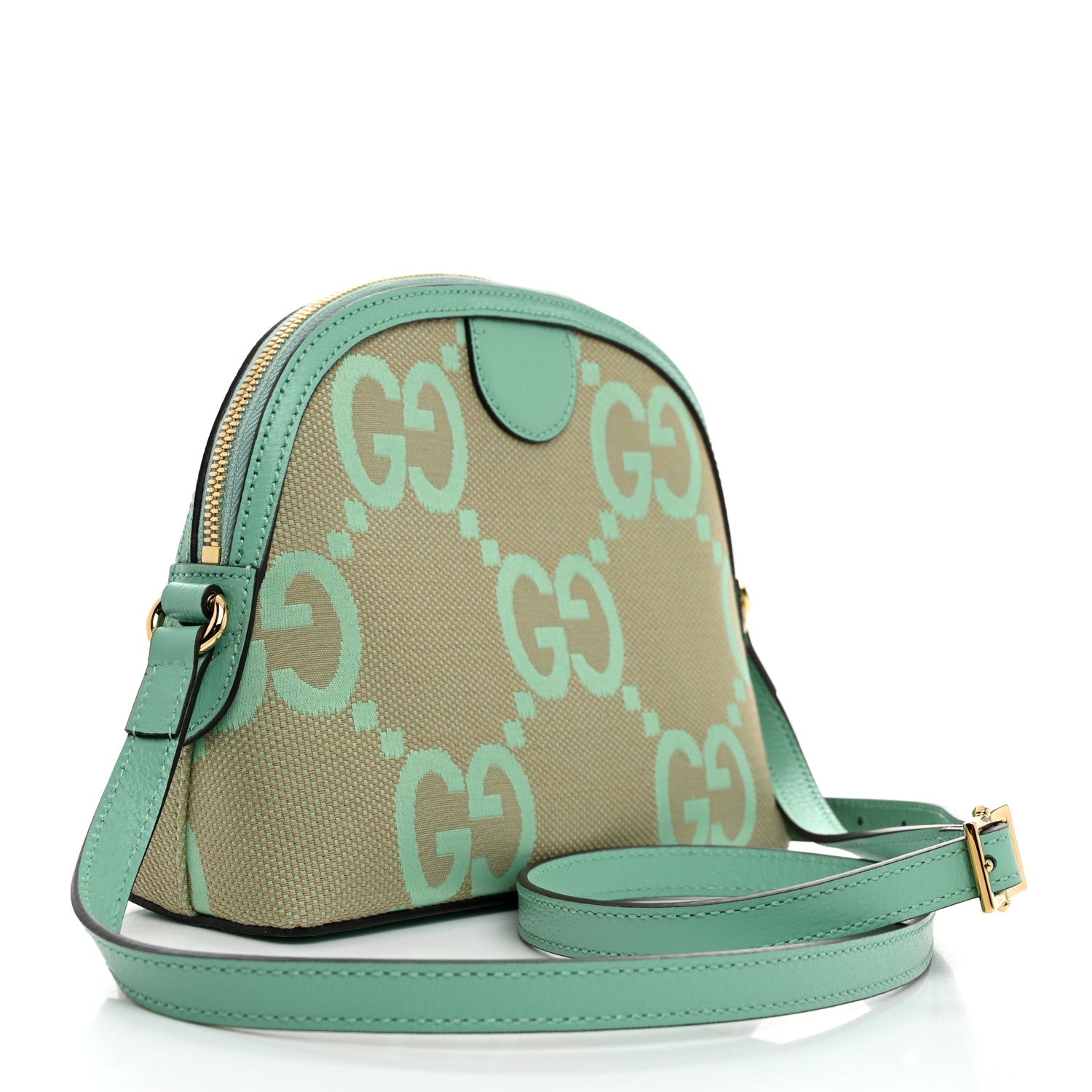 Gucci Monogram Jumbo GG Textured Dollar Calfskin Small Ophidia Dome Shoulder Bag Beige Pepperlight Mint 2 of 10