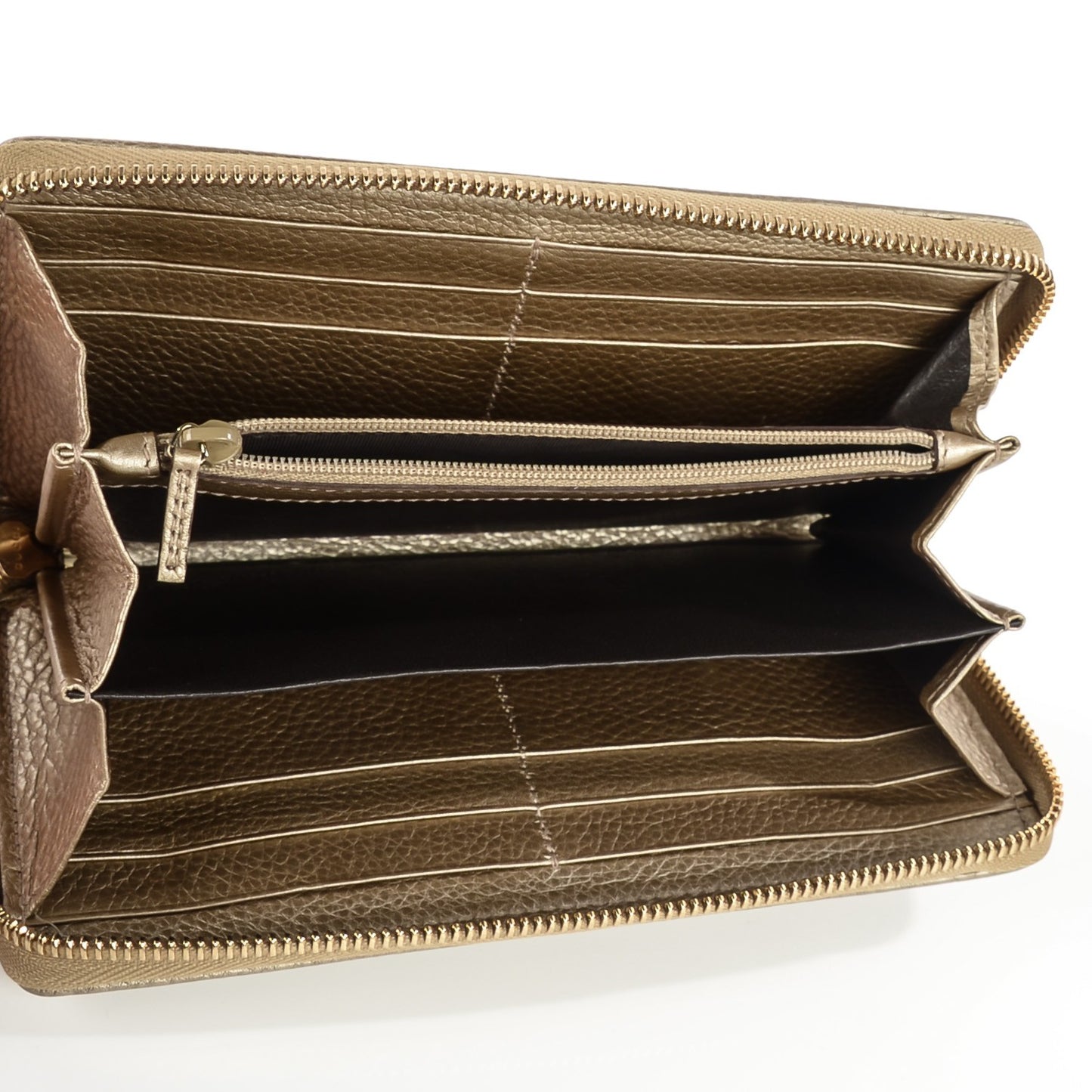 Monogram Bamboo Tassel Zip Around Wallet Gold
