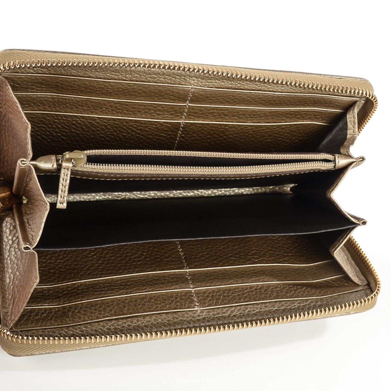 Gucci Monogram Bamboo Tassel Zip Around Wallet Gold 6 of 8