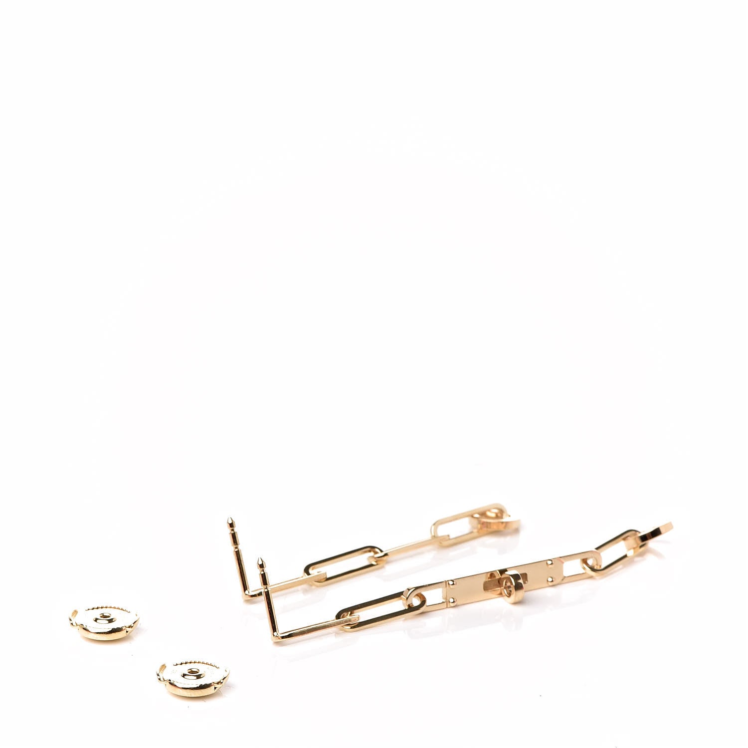 Hermes 18K Yellow Gold TPM Kelly Chaine Earrings 3 of 6