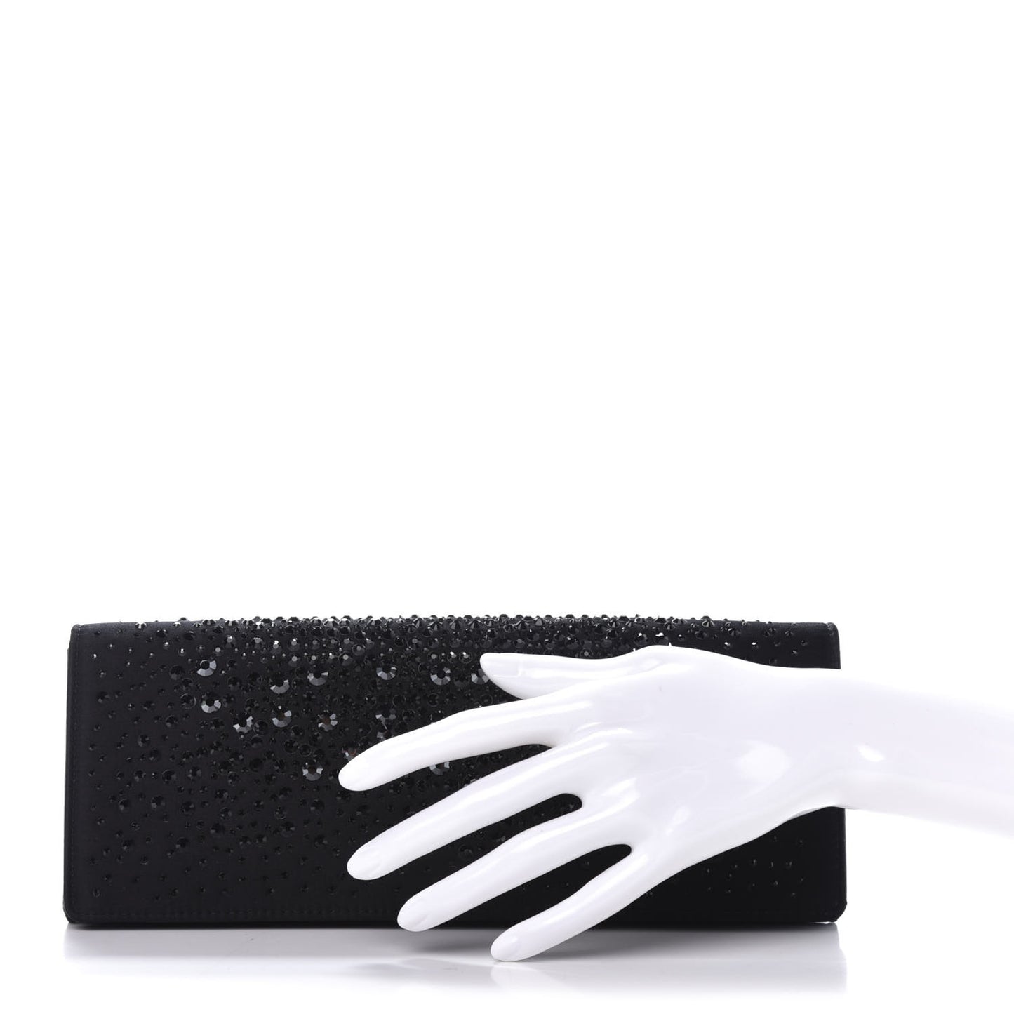 Satin Crystal Clutch Black