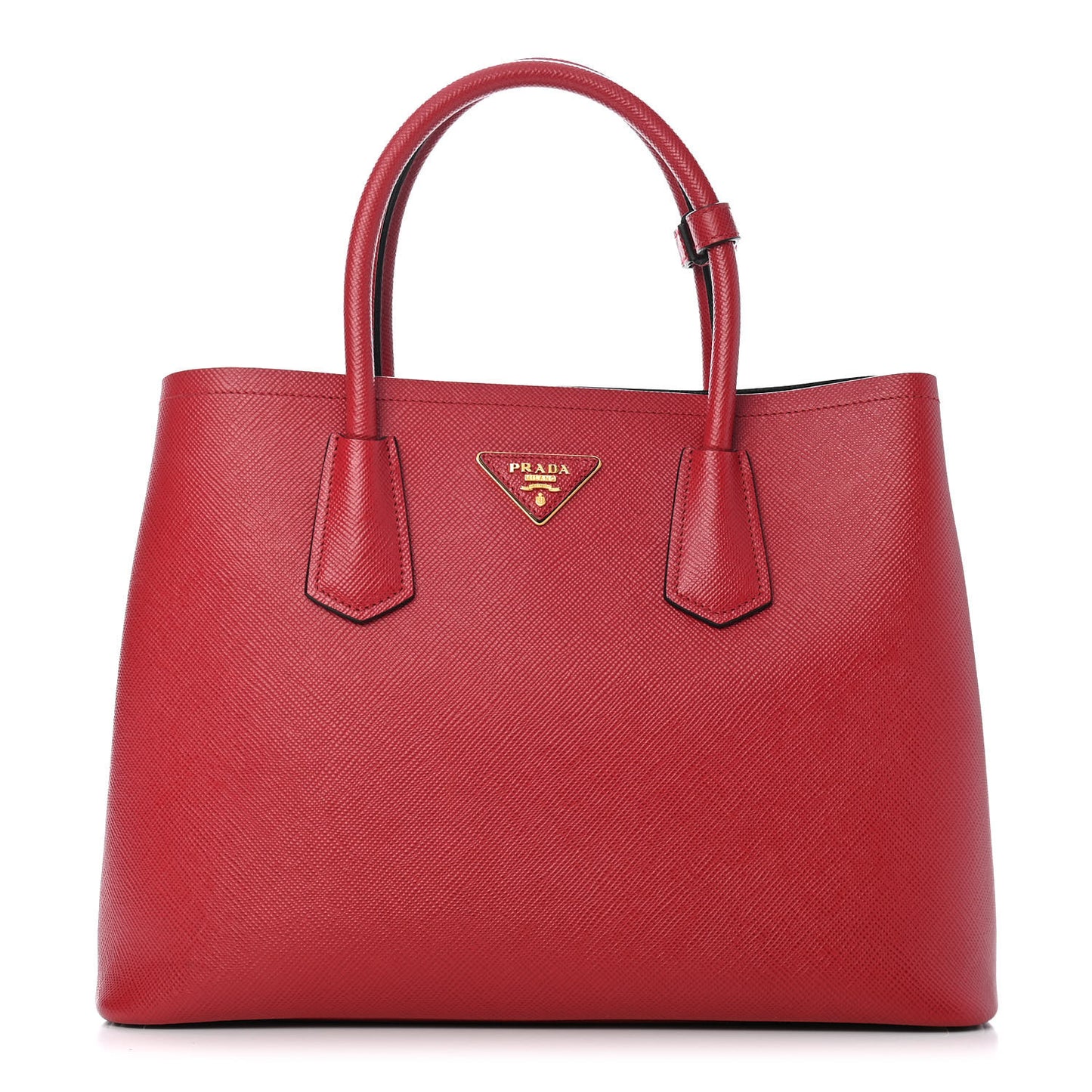 Saffiano Cuir Large Double Bag Fuoco Black