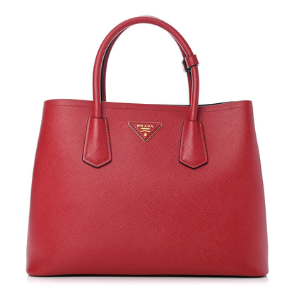 Prada Saffiano Cuir Large Double Bag Fuoco Black 1 of 14
