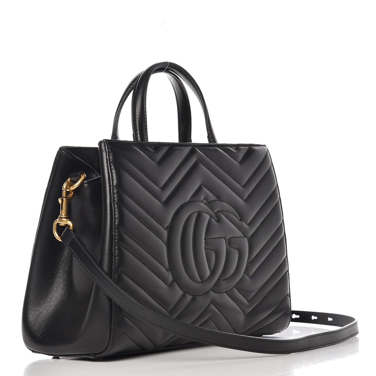Calfskin Matelasse Small GG Marmont Tote Black