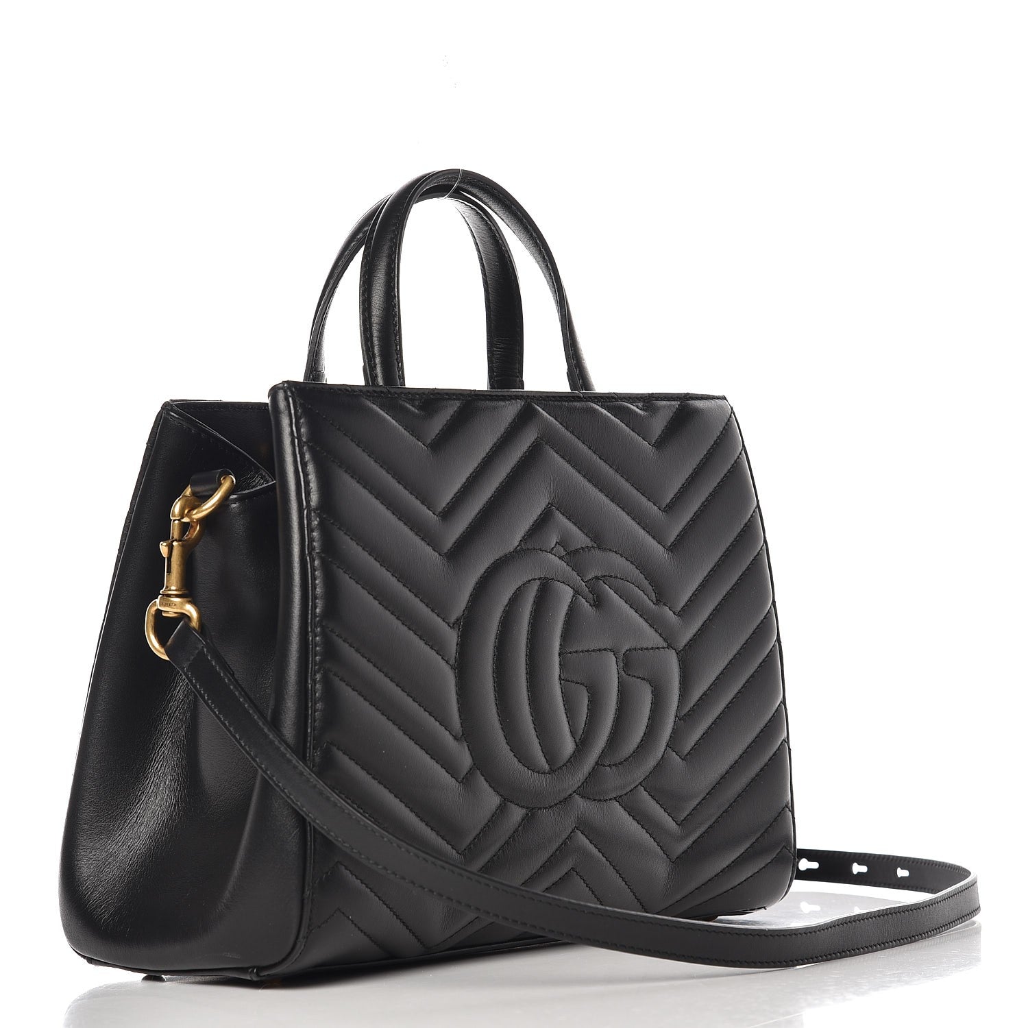 Gucci Calfskin Matelasse Small GG Marmont Tote Black 3 of 7