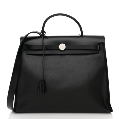 Hermes Toile H Berline Vache Hunter Herbag Zip PM 31 Black Ecru 3 of 12