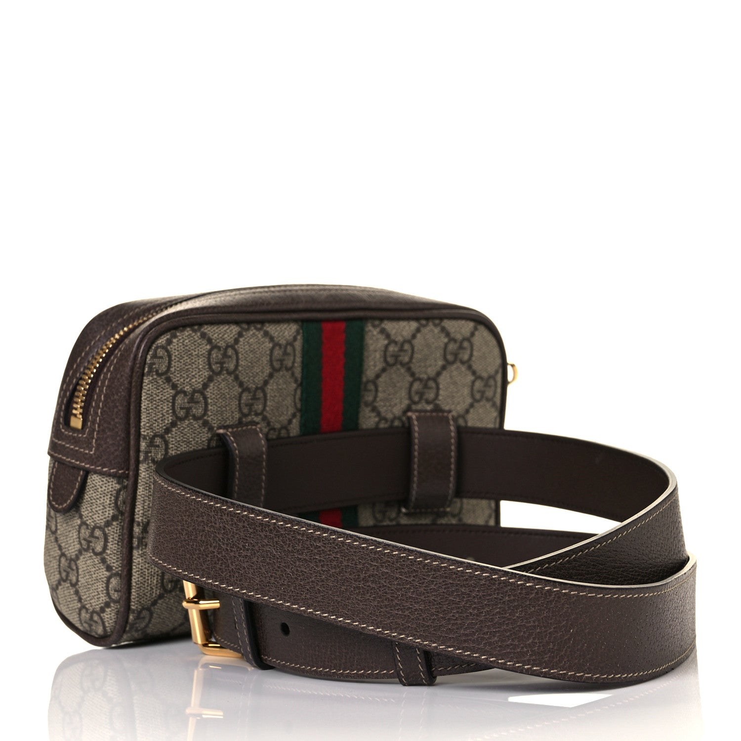 Gucci GG Supreme Monogram Web Small Ophidia Belt Bag 105 42 Dark Brown 2 of 8