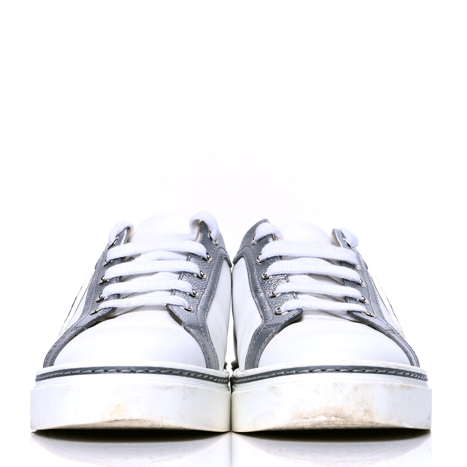 Hermes Calfskin Epsom Womens Velvet Sneakers 36 White Silver 2 of 5