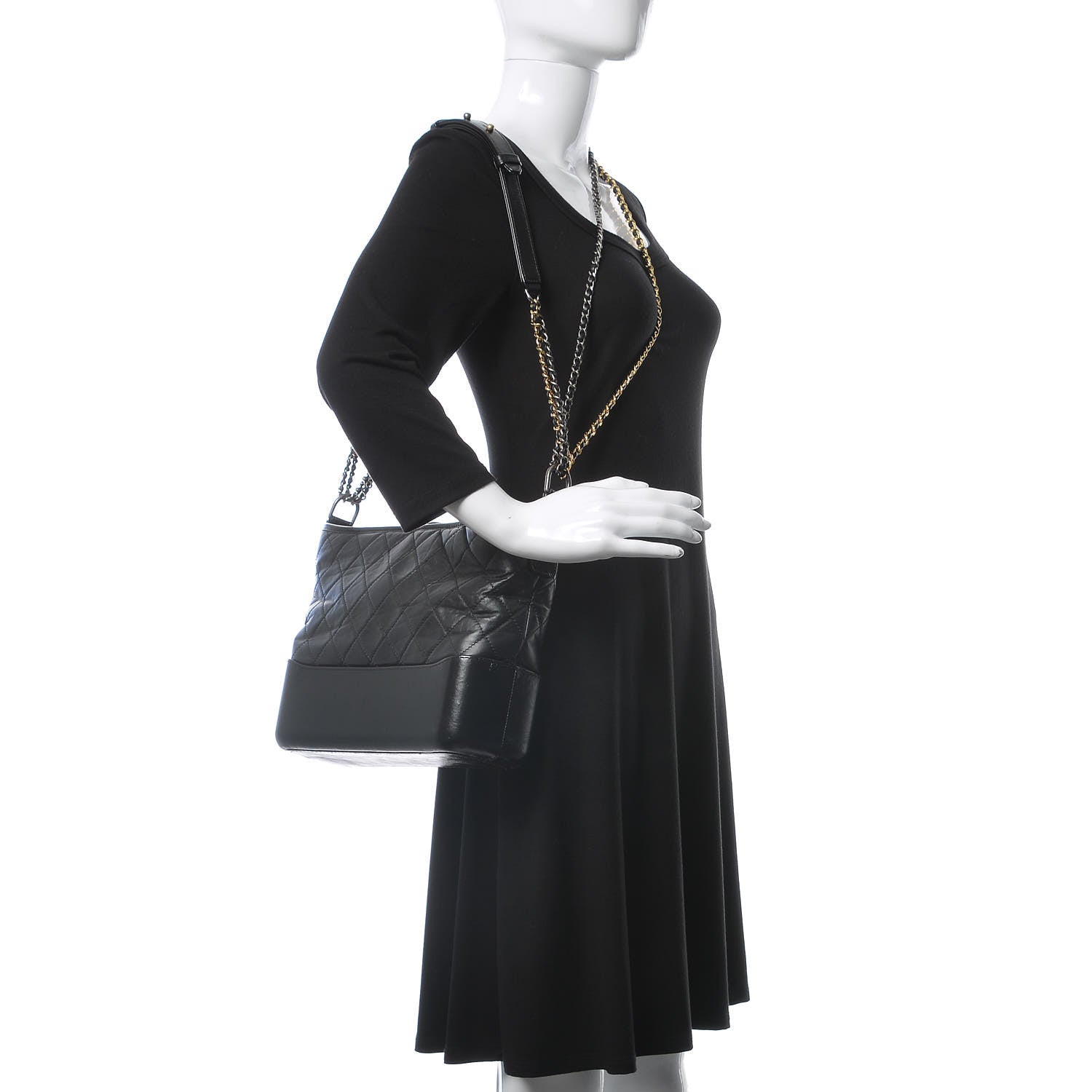 Chanel Aged Calfskin Quilted Medium Gabrielle Hobo Black 2 of 10