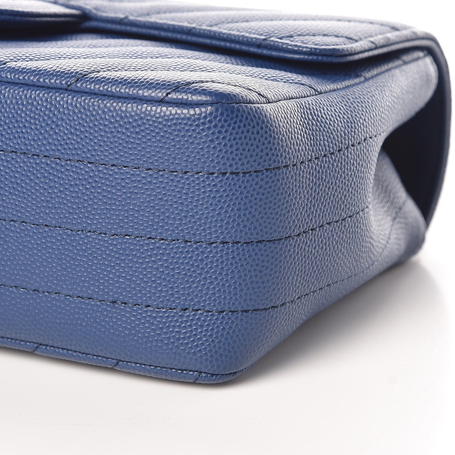 Caviar Chevron Quilted Mini Rectangular Flap Blue