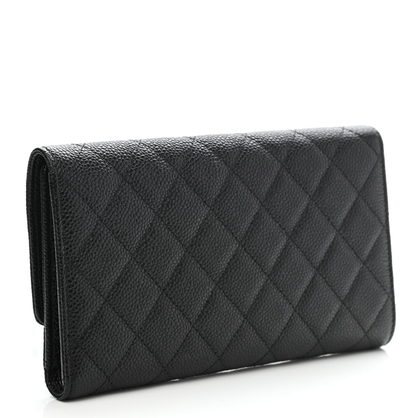 Caviar Quilted Flap Wallet Black