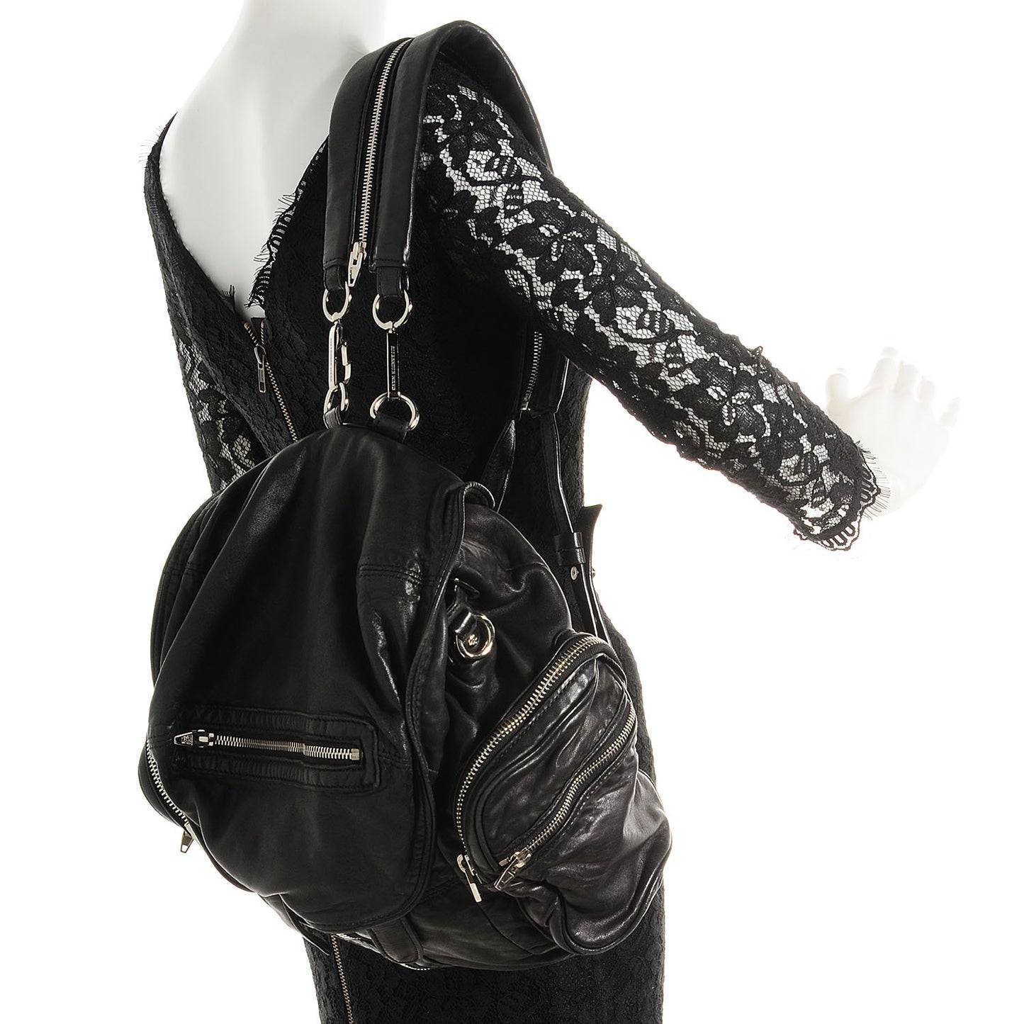 Lambskin Marti Backpack Washed Black with Nickel Hardware