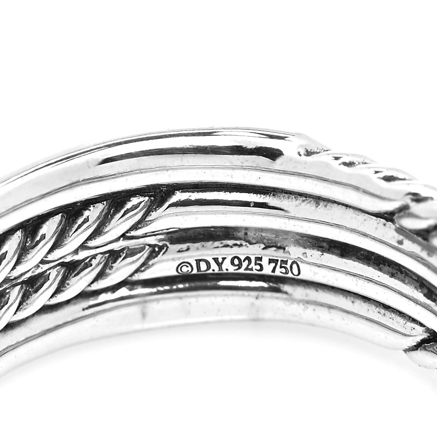 David Yurman Sterling Silver 18K Yellow Gold Narrow Crossover Ring 52 6 4 of 5