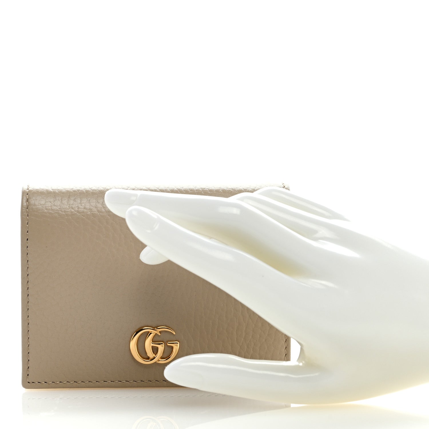 Gucci Dollar Calfskin Bi-Color GG Marmont Card Case Oatmeal Banana 2 of 6