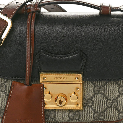Gucci GG Supreme Monogram New Sakai Lux Calfskin Mini Padlock Flap Pocket Shoulder Bag Beige Ebony Black Cuir 8 of 10