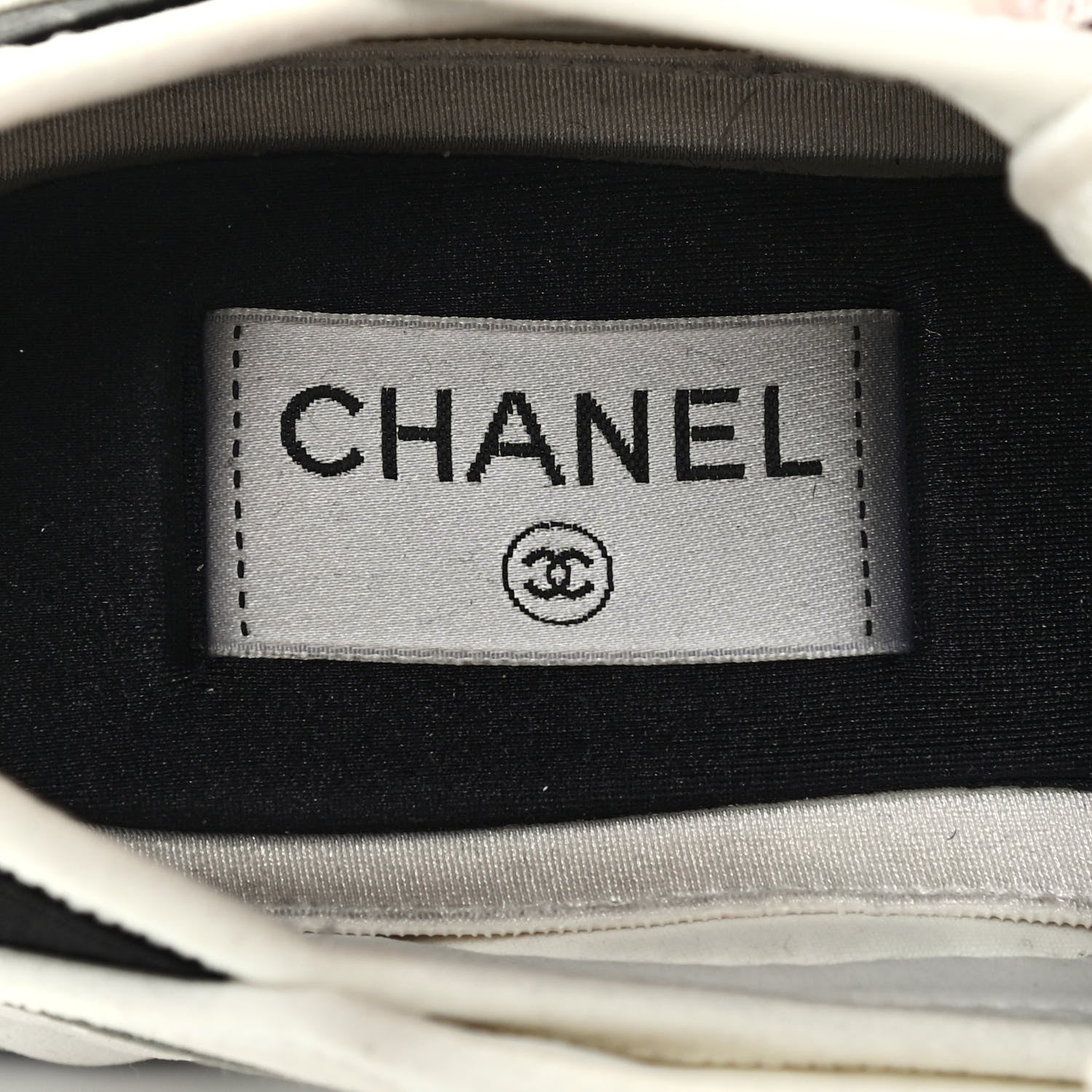 Chanel Velvet Calfskin Mixed Fibers CC Sneakers 38 Ivory Black 6 of 7