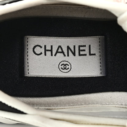 Chanel Velvet Calfskin Mixed Fibers CC Sneakers 38 Ivory Black 6 of 7