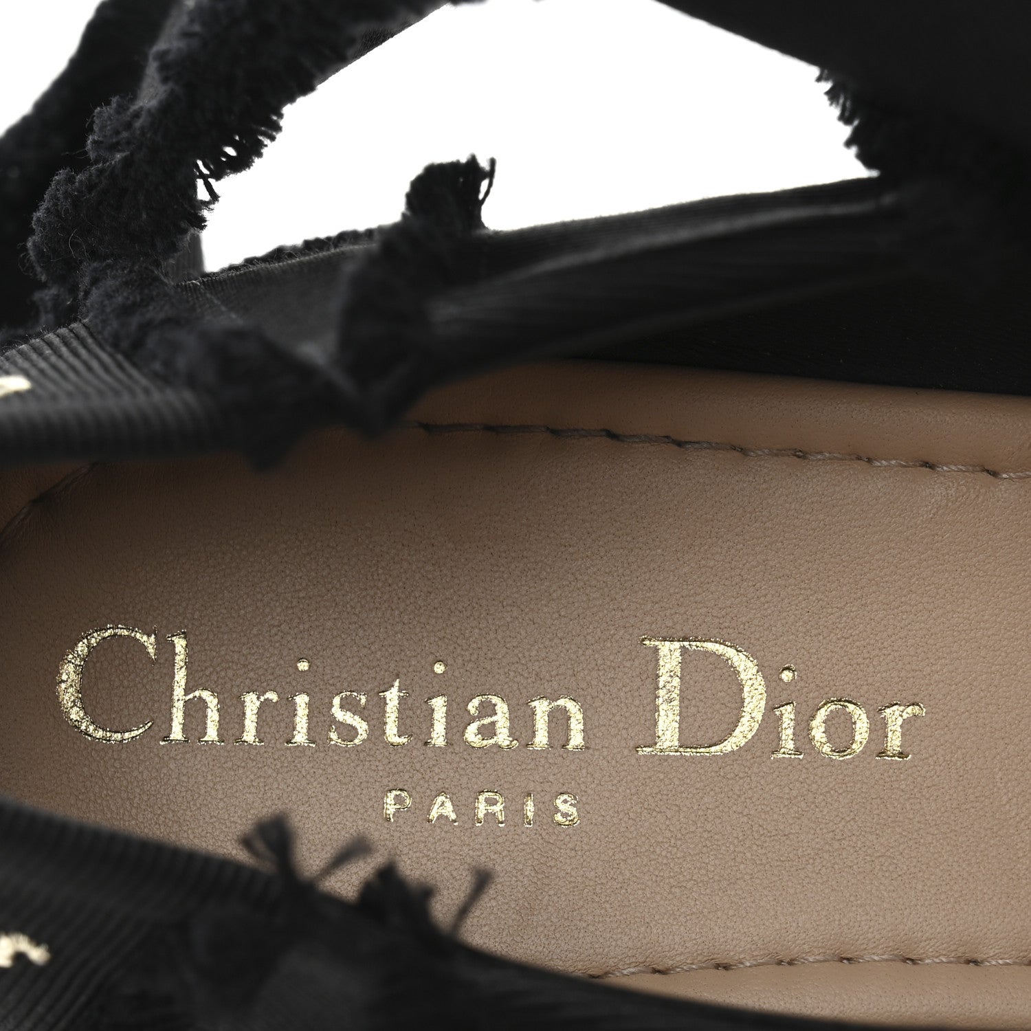 Christian Dior Grosgrain Fringe Songe Ballet Flats 38 Black 8 of 9
