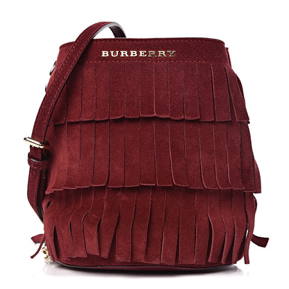 Burberry Suede Fringe Mini Bucket Bag Cherry 1 of 12