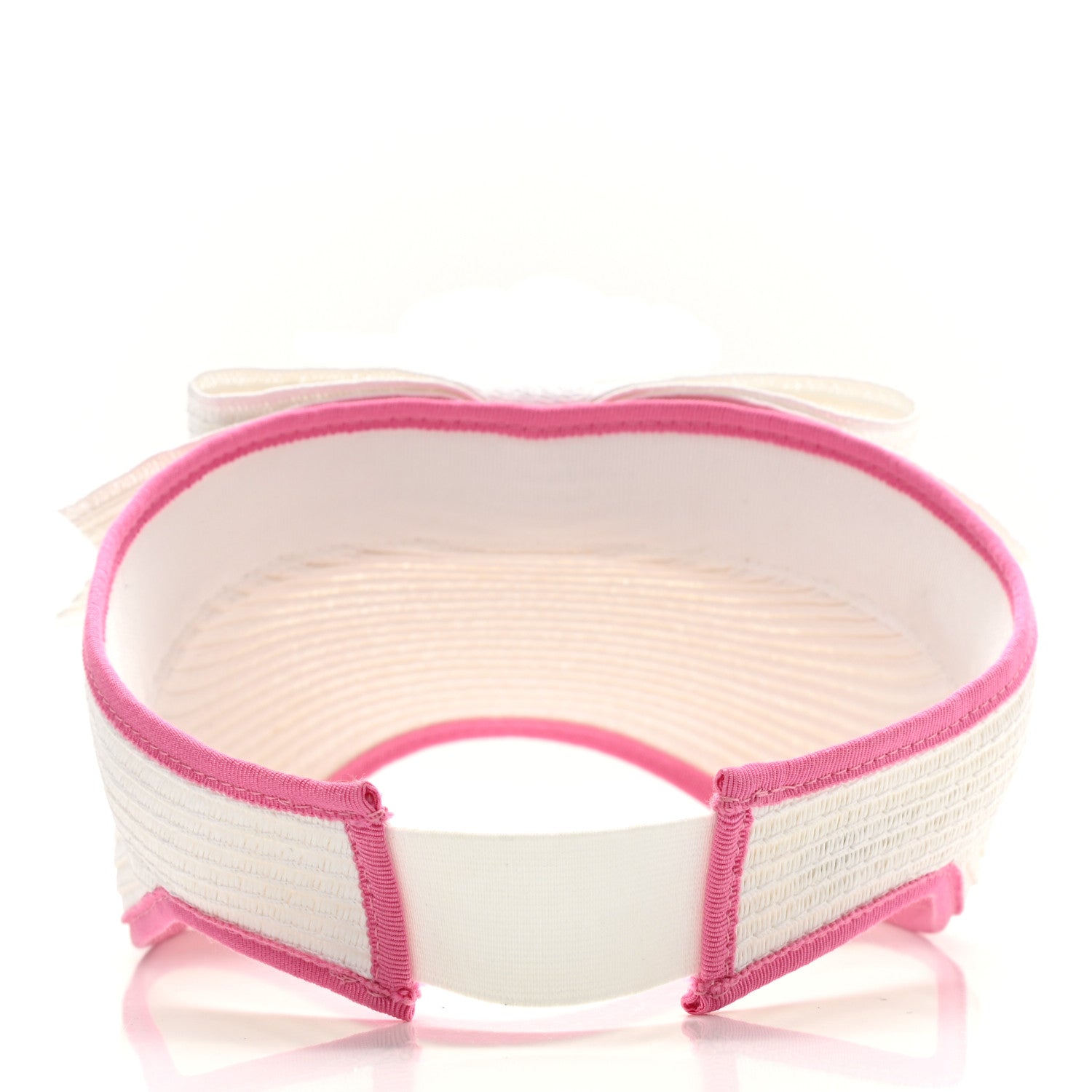 Chanel Straw Grosgrain Visor M White Pink 6 of 8
