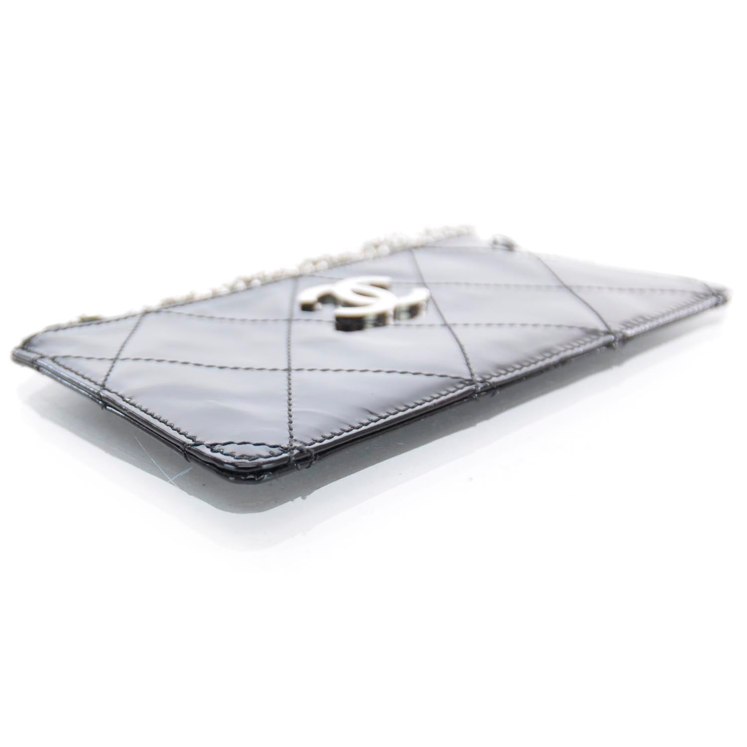 Chanel Patent Diamond Stitched Clutch Bag Black 4 of 8
