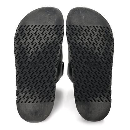 Hermes Calfskin Womens Chypre Sandals 37.5 Black 6 of 10