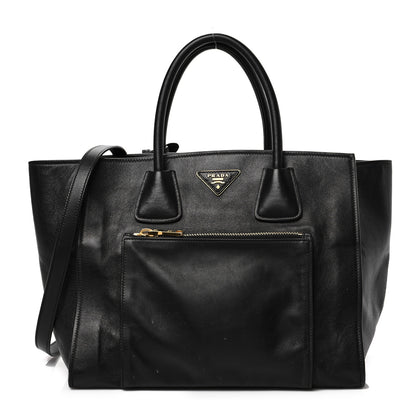 Prada City Calf Front Pocket Tote Black 1 of 7
