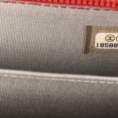 Chanel Lambskin Quilted Zip Around Boy Coin Purse Wallet Red 7 of 8