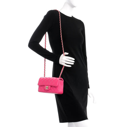 Chanel Lambskin Quilted Mini Rectangular Flap Fuchsia 2 of 8