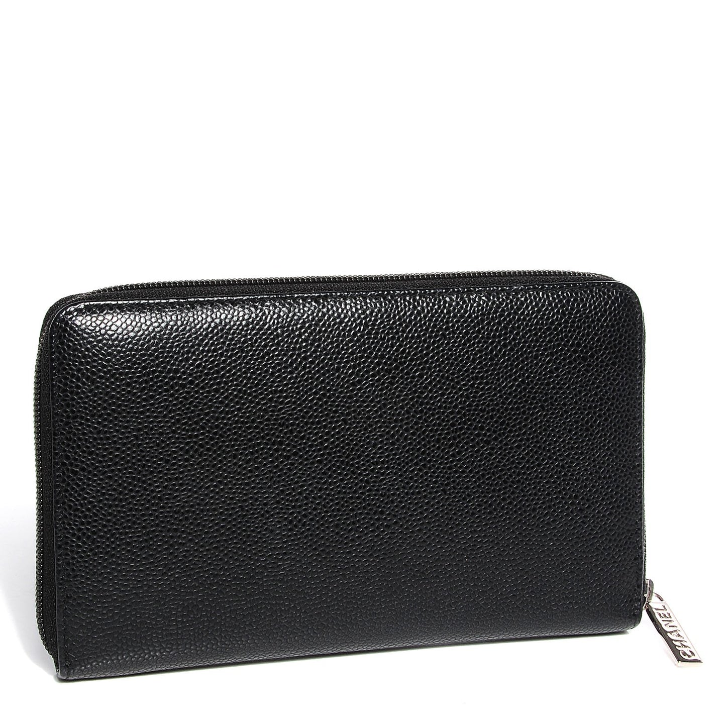 Caviar CC Timeless Large Zip Around Wallet Black